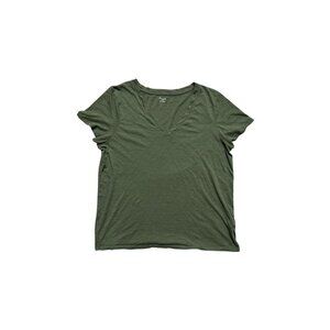 Madewell Olive Green Slub Cotton V-Neck Tee Shirt Top Women’s XL